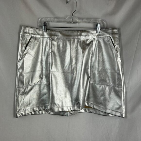 A New Day Metallic Short Mini Skirt Women Silver XXL Shiny Glam Costume Cosplay - Picture 5 of 8